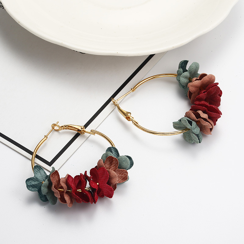 Boucles D&#39;oreilles En Alliage De Fleurs En Tissu Coréen display picture 4