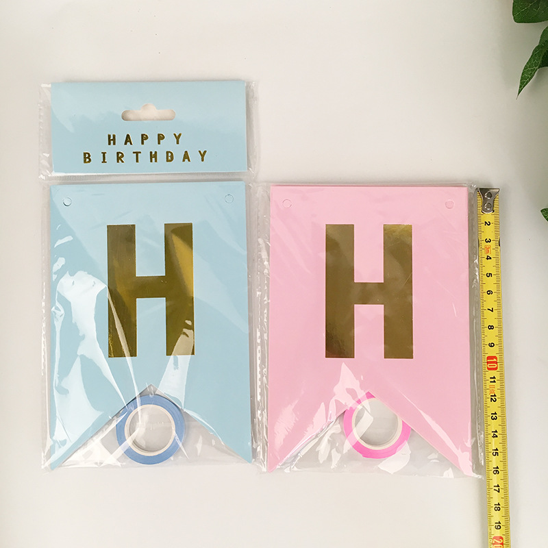 Letter Pattern Birthday Simple Style Classic Style Letter Paper Birthday Hanging Flag