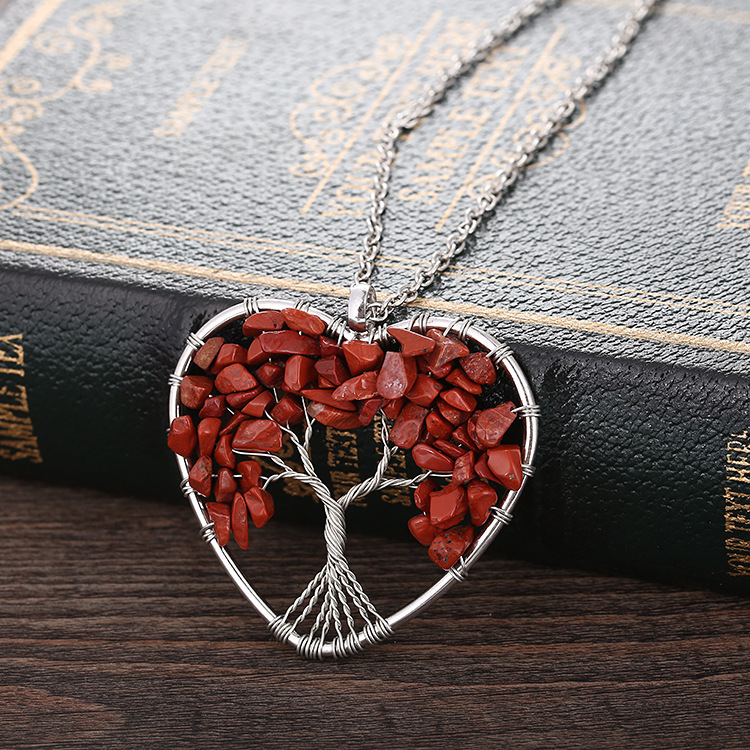 Retro Heart Shape Alloy Plating Natural Stone Pendant Necklace 1 Piece
