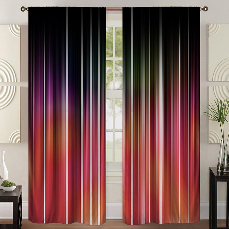 数码印花 条纹时尚遮光窗帘  布艺窗帘厂家直销 来图定制