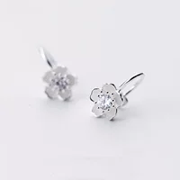 Серьги из стерлингового серебра S925 Корейская Мода Цветок Бриллиант Стерлингового серебра зажим для ушей без отверстия для ушей пряжка