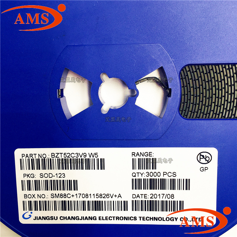 BZT52C3V9 丝印:W5 SOD-123 CJ/长电 贴片二极管晶体管 全新现货