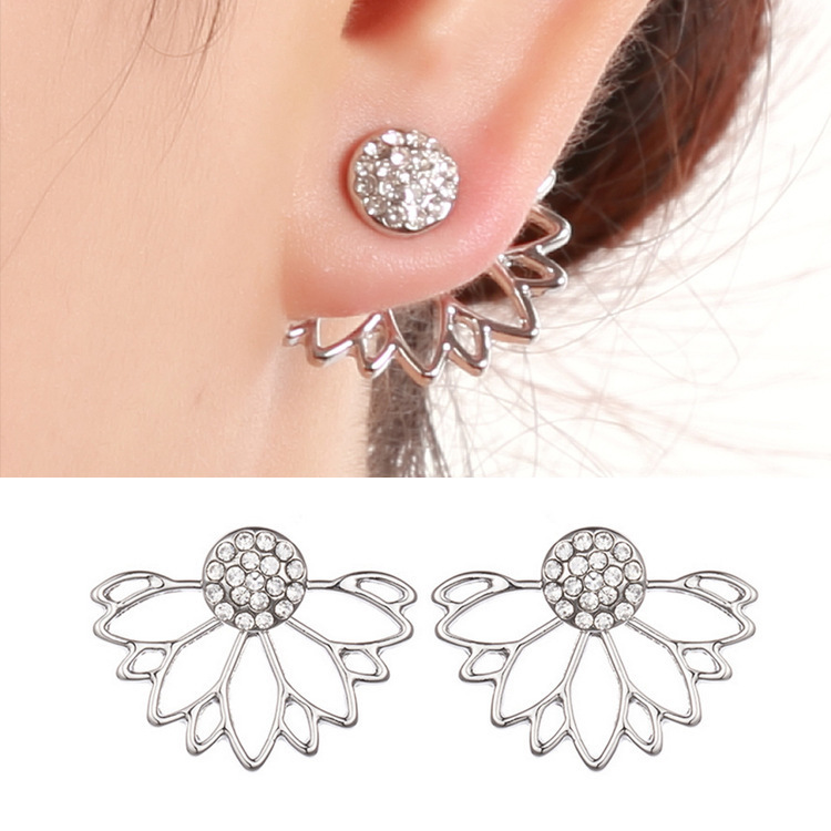 Ear Studs Classification 1 Pair Quantity Wholesale Jewelry 1 Pair Simple Style Flower Alloy Artificial Pearls Rhinestones Ear Studs