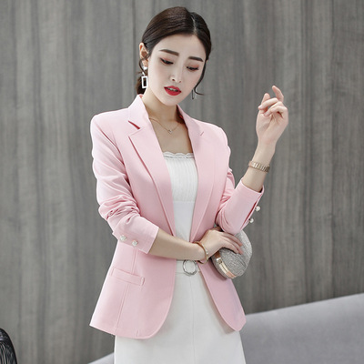 新款小西装女2020韩版春秋时尚修身职业西装女纯色一粒扣女上衣|ms