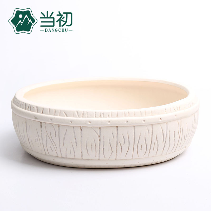 Stoneware Plain Burned Pottery Pot High Temperature Large Fleshy Platter Ceramic Flower Pot Oval zakka Fleshy Plant Flower Pot