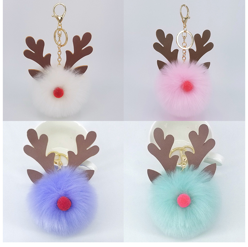 Cute Rabbit Fur Christmas Elk Keychain Pendant Bag Pendant Christmas Gifts display picture 6