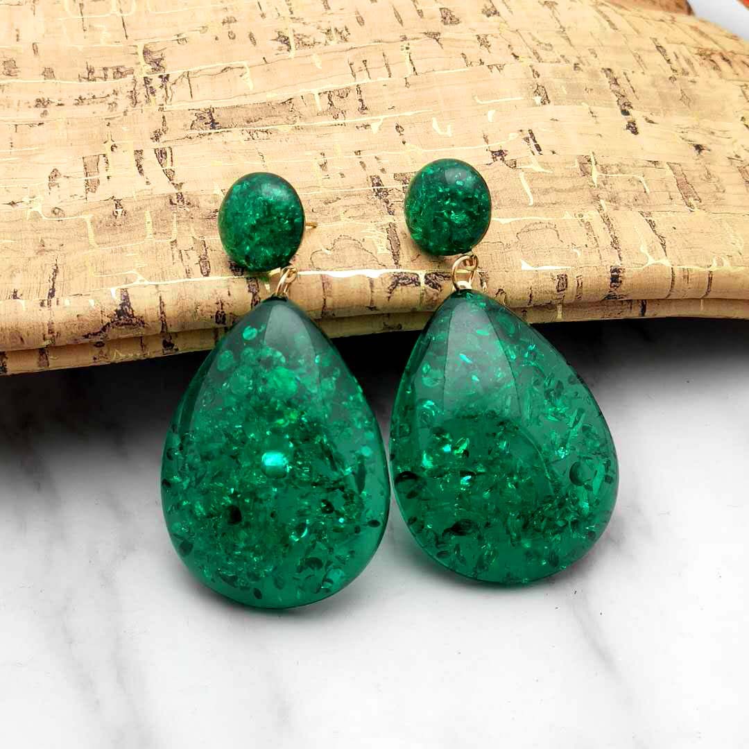 厂家直销速卖通wish爆款欧美新款时尚个性树脂耳环水滴形流行耳饰