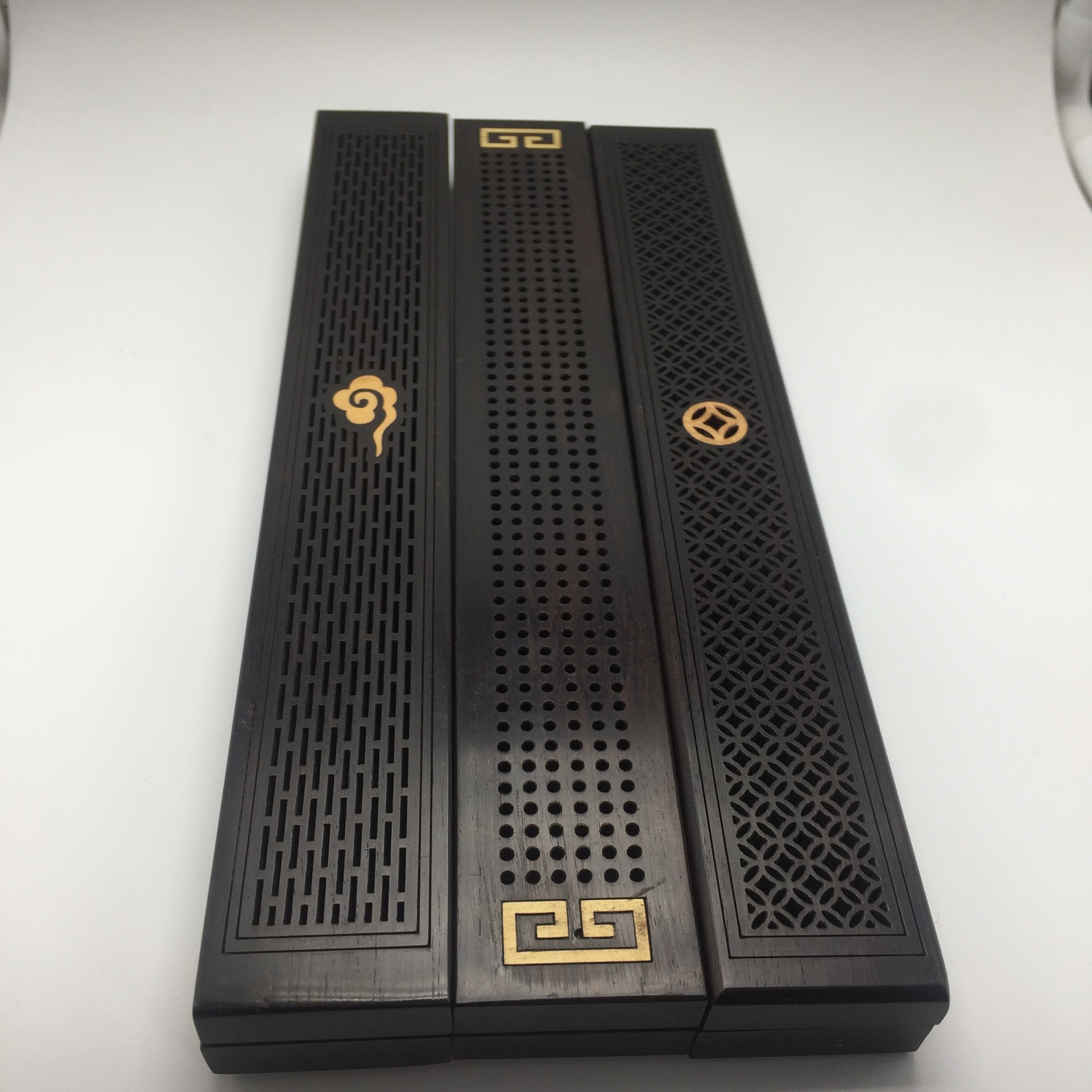 仿古黑檀木镶黄杨线香香座 沉香线香卧香盒 檀香线香盒线香香道盒