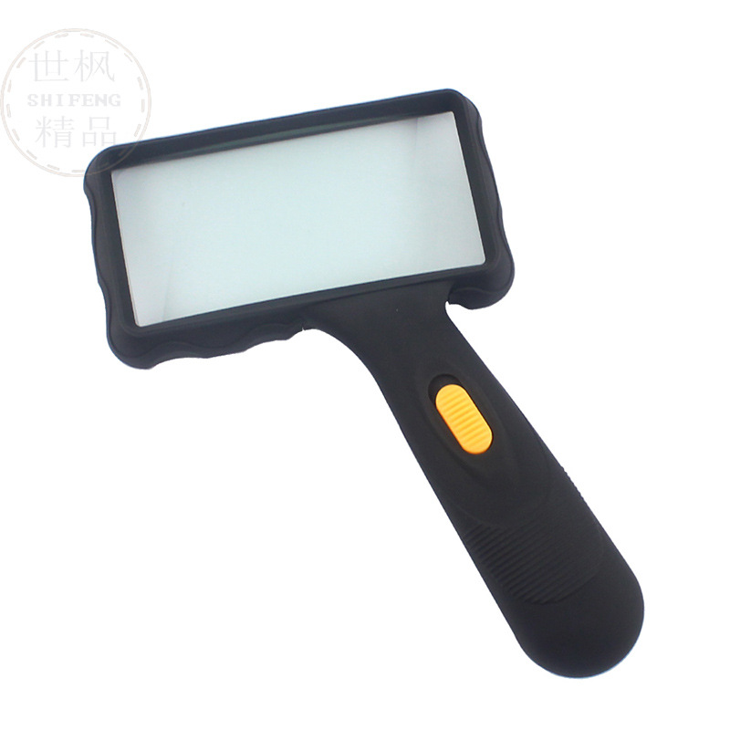 手持式方形閱讀雙LED燈鏡100x50mm矩形珠寶鑑定放大鏡 84026A