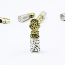 三口千银藏印纯银S925吊坠手工银亚光藏式银配饰教法器佛珠手串银