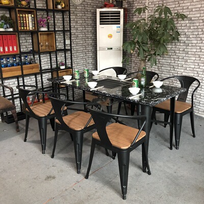 自助烧烤店大理石火锅桌户外烧烤桌烧烤架烤炉农场烧烤桌户外桌椅|ru