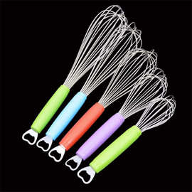 硅胶厨具家用打蛋器附加开瓶器彩柄面搅拌器打发器厨房小工具