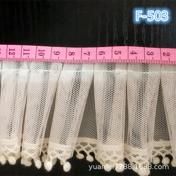 F-503洋装网纱特种加圆点水溶花边打皱裙子家纺花边DIY辅料DIY