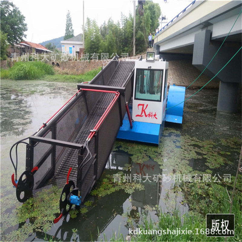 湖北仙桃小型捞草船 水葫芦收割机 河道清理水草机