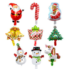 批发新款迷你圣诞树铝膜气球笑脸雪人气球圣诞节派对新年活动装饰