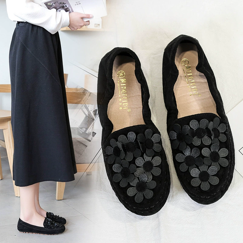 Осень 2023 г. Новая обувь-фасоль, Женская рабочая обувь для медсестер на мягкой подошве Joker в Корейском стиле, женская обувь больших размеров 43