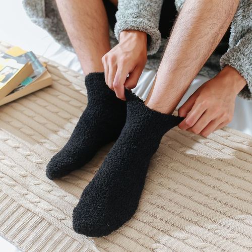 Winter men's cotton sleep cotton socks mid-calf socks thickened terry floor socks coral fleece sleep warm men's socks