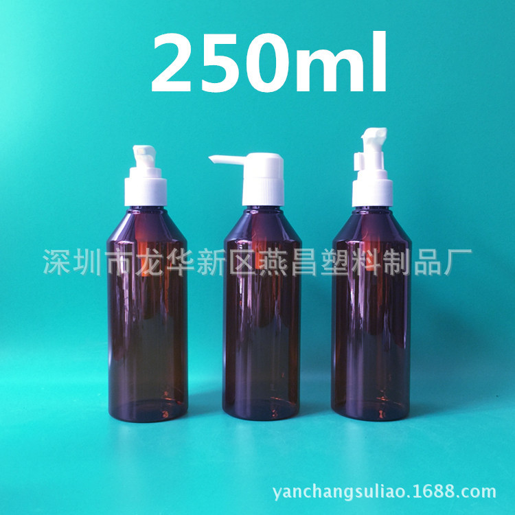 250mlPET斜肩喷雾瓶沐浴乳护发素瓶日用品瓶尖嘴瓶24牙19g塑料瓶