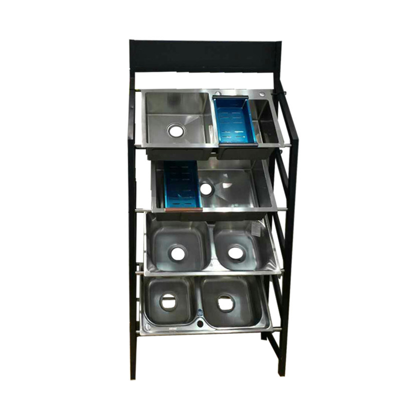 洗手盘展示架 洗菜盆陈列架厨卫用品展架 不锈钢盆子货架厂家直销