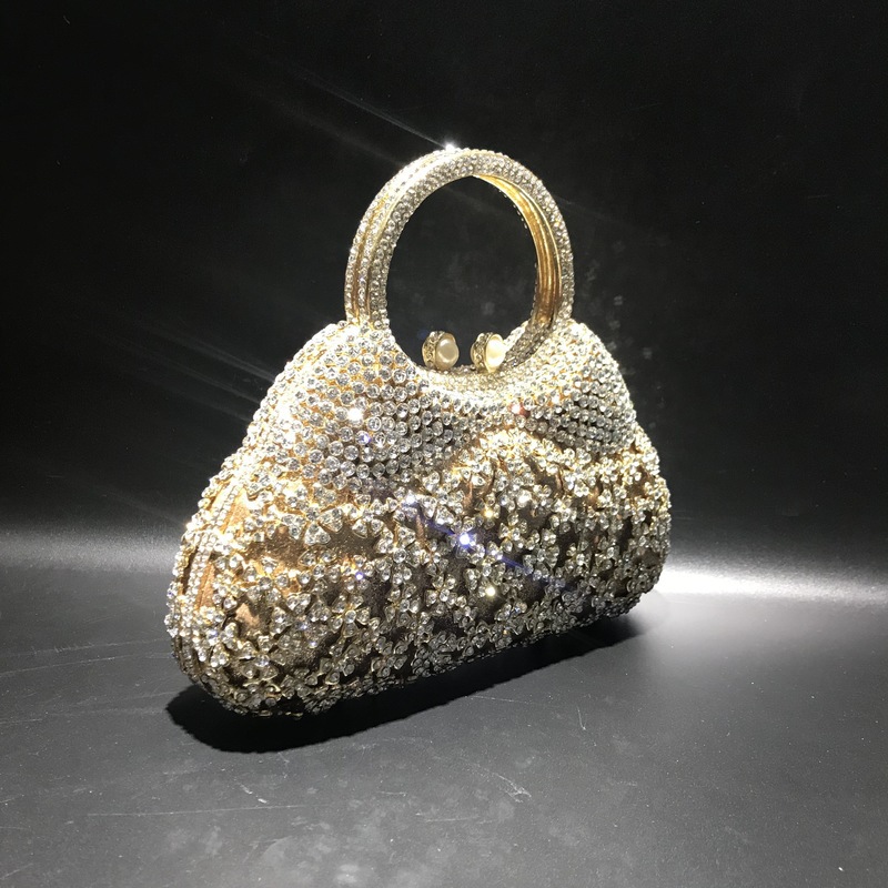 Túi clutch nữ đính kim cương giả dự tiệc cao cấp kích thước 23x12x6 cm — Màu đen chi tiết 49