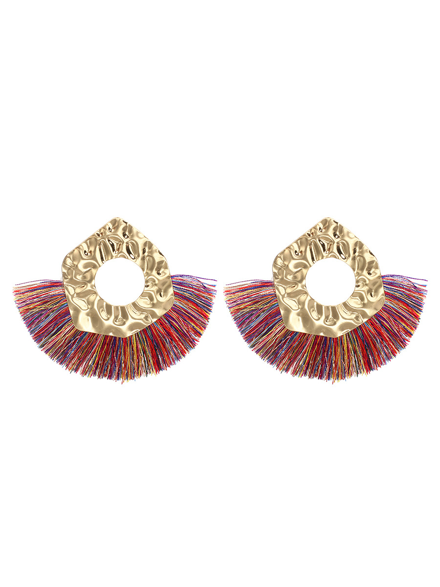 19g Weight Earrings Classification Birthday, Festival Occasion Women'S Gender Retro Style Rose Red, Pink, Red, Blue, Yellow, Black Color Fan-shaped Long Simple All-match Retro Tassel Earrings 6