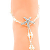 Accessory, beach ankle bracelet, elastic ball from pearl, European style, diamond encrusted, starfish