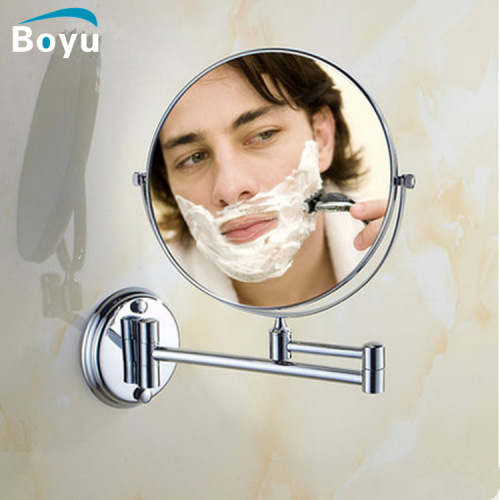Bathroom makeup mirror wall-mounted bathroom folding mirror double-sided magnifying beauty mirror hotel 8-inch rotating telescopic mirror