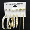 Fashionable earrings from pearl, matte set, European style, 6 pair