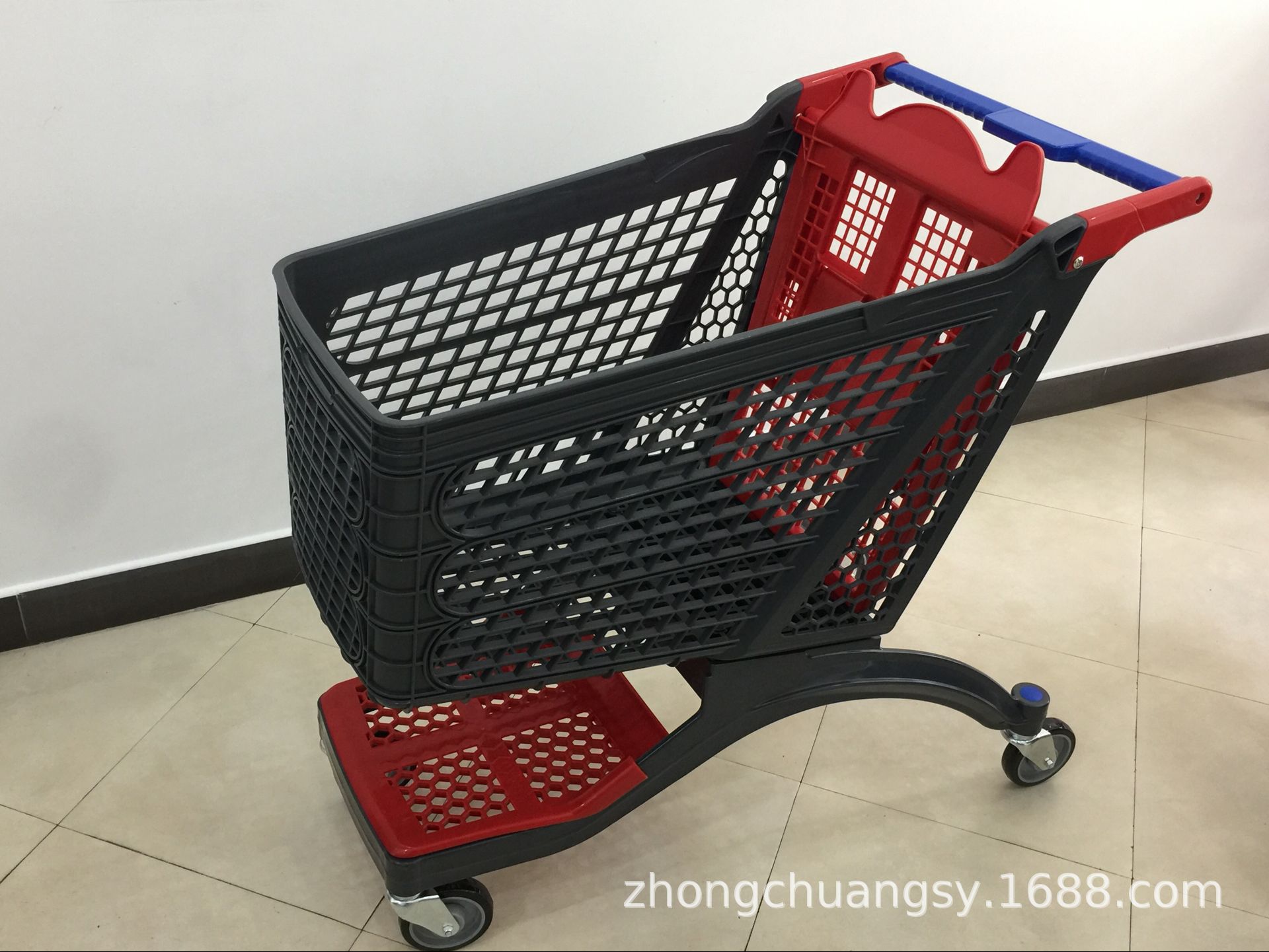 厂家直销塑料购物车 塑料手推车 超市塑料车