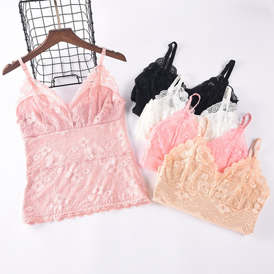 Autumn and winter new pattern Plush thickening Full Lace V-neck keep warm vest Self cultivation double-deck camisole vest keep warm Underwear