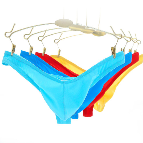 Men's ice silk translucent thong thin sexy sexy underwear T-bag breathable low-waist young men's underpants