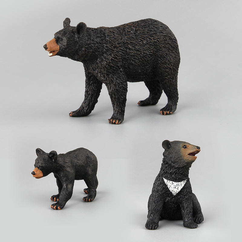 Venta caliente de exportación transfronteriza de simulación para niños modelo animal de bosque juguete oso negro traje animal decoración de escritorio creativa
