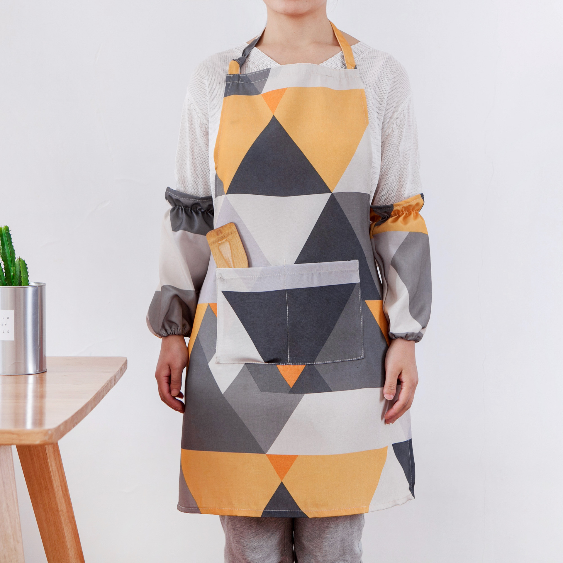 防水现代简约情侣无袖布艺家居厨房烘焙围裙做饭男女围腰厨师罩衣