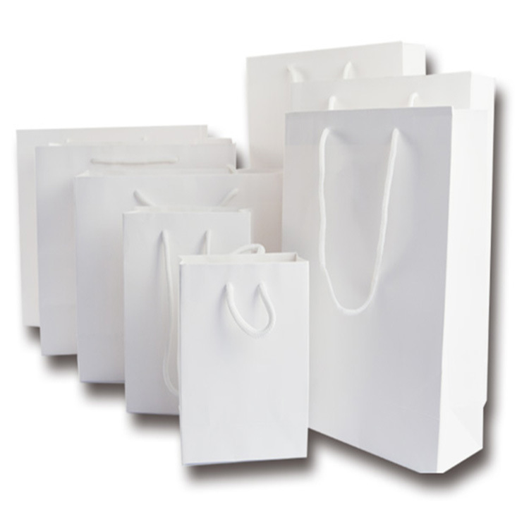现货白卡纸手提袋服装礼品包装纸袋 白色购物袋批发可添加LOGO