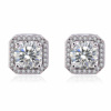 Classic fashionable square jewelry, earrings, crystal, zirconium