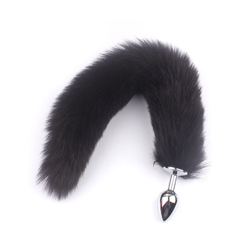 Small artificial fur anal plug tail, fox anal tail metal tail anal plug, white fox sex toy anal plug