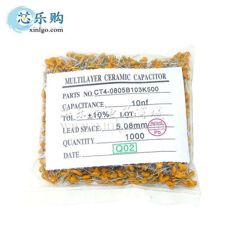 独石电容 103K 10NF 0.01UF 50V 脚距5.08MM 瓷片电容 电容器