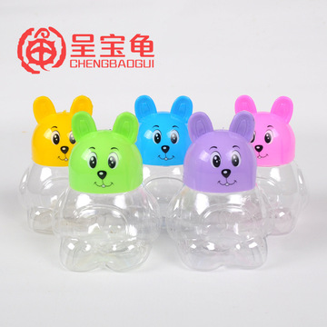 透明塑料卡通qq瓶金鱼大小乌龟缸迷你彩色斗鱼兔子缸小方形盒水族 阿里巴巴