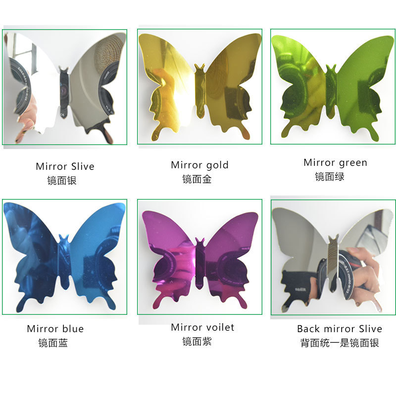 Espejo Estéreo Mariposa Pet Espejo 3d Mariposa Pegatinas De Pared Decoración De La Habitación Del Dormitorio display picture 13