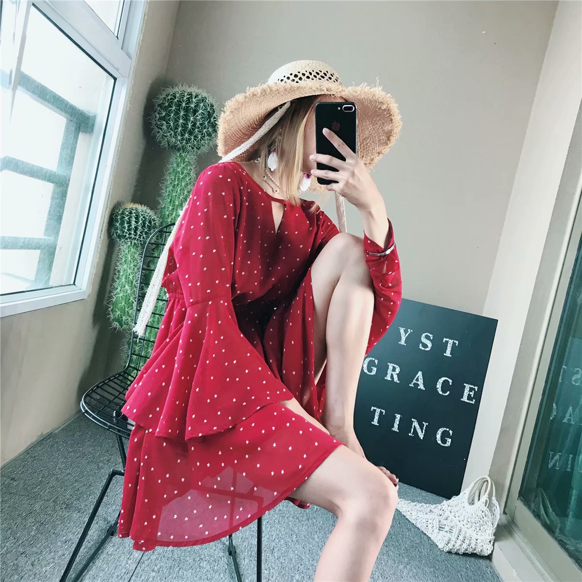 Chiffon Fashionskirt(Yellow-L) NHAM4429-Yellow-L