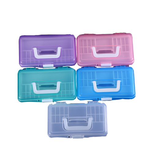 Small transparent double-layer sketch pencil box, color pencil case, art nail art plastic tool box storage