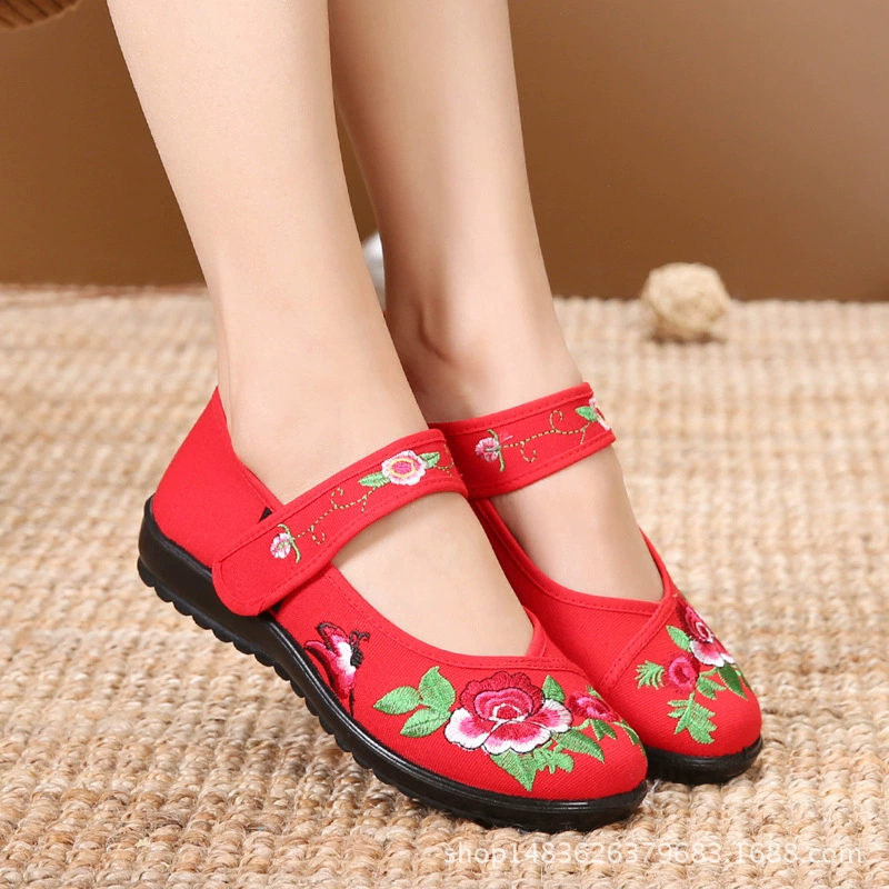Тканевая обувь Old Beijing Новая ткань из полиуретана с вышивкой, Женская одиночная обувь, обувь для танцев в этническом стиле, обувь для танцев