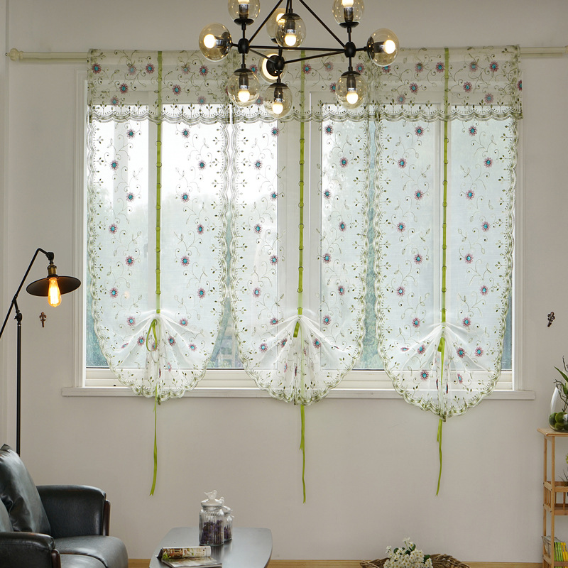 Tira Rolling curtain Embroidery Shalian Curtains wholesale Velcro Sector Roman blinds door curtain machining customized