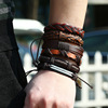 Retro woven leather bracelet, set, 2020, European style, genuine leather, suitable for import