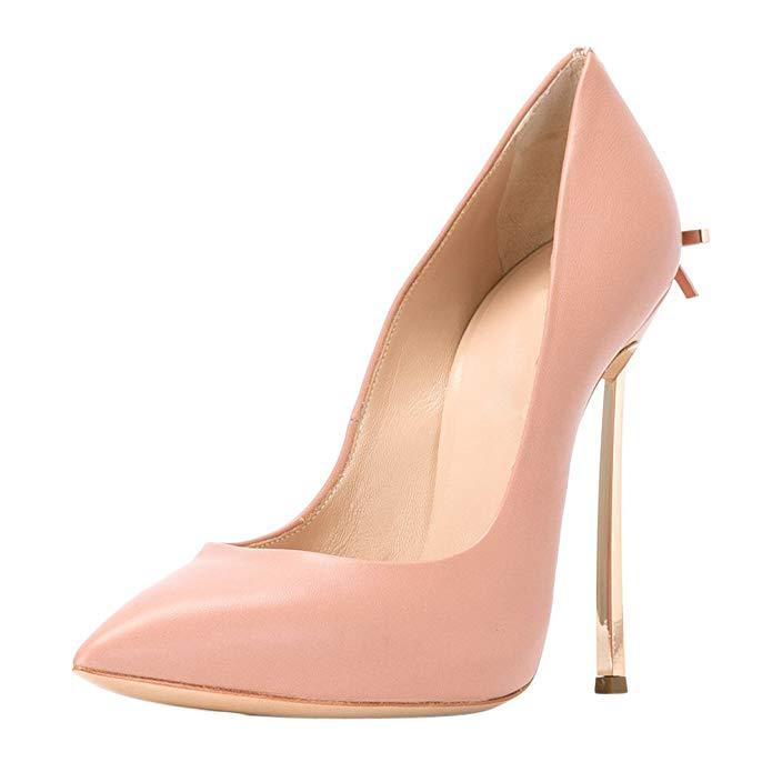 Chaussures simples à la mode pointues à la mode talon en forme de nœud talon haut blanc femmes_voghion.com