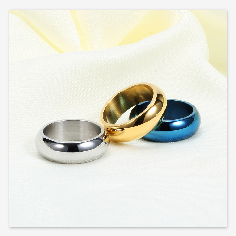 Vintage Style Round Titanium Steel Epoxy Rings