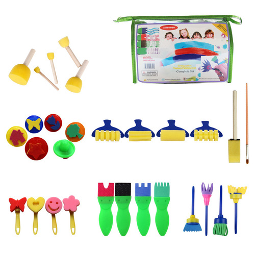 Cross-border painting 29 set kindergarten painting roller brush graffiti puzzle sponge seal brush children DIY brush