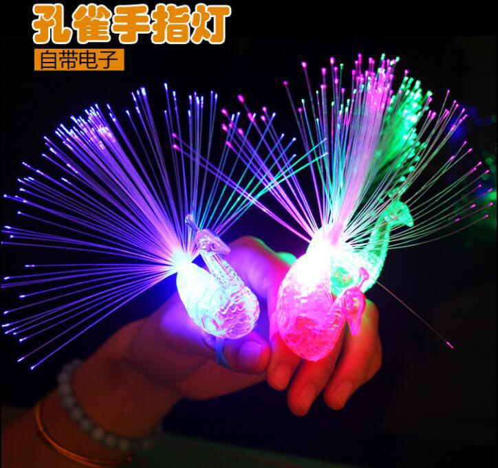Best Sellers Light finger lights Peacock Fiber optic lights Children's Gifts Night market Source of goods Creative toys Stall