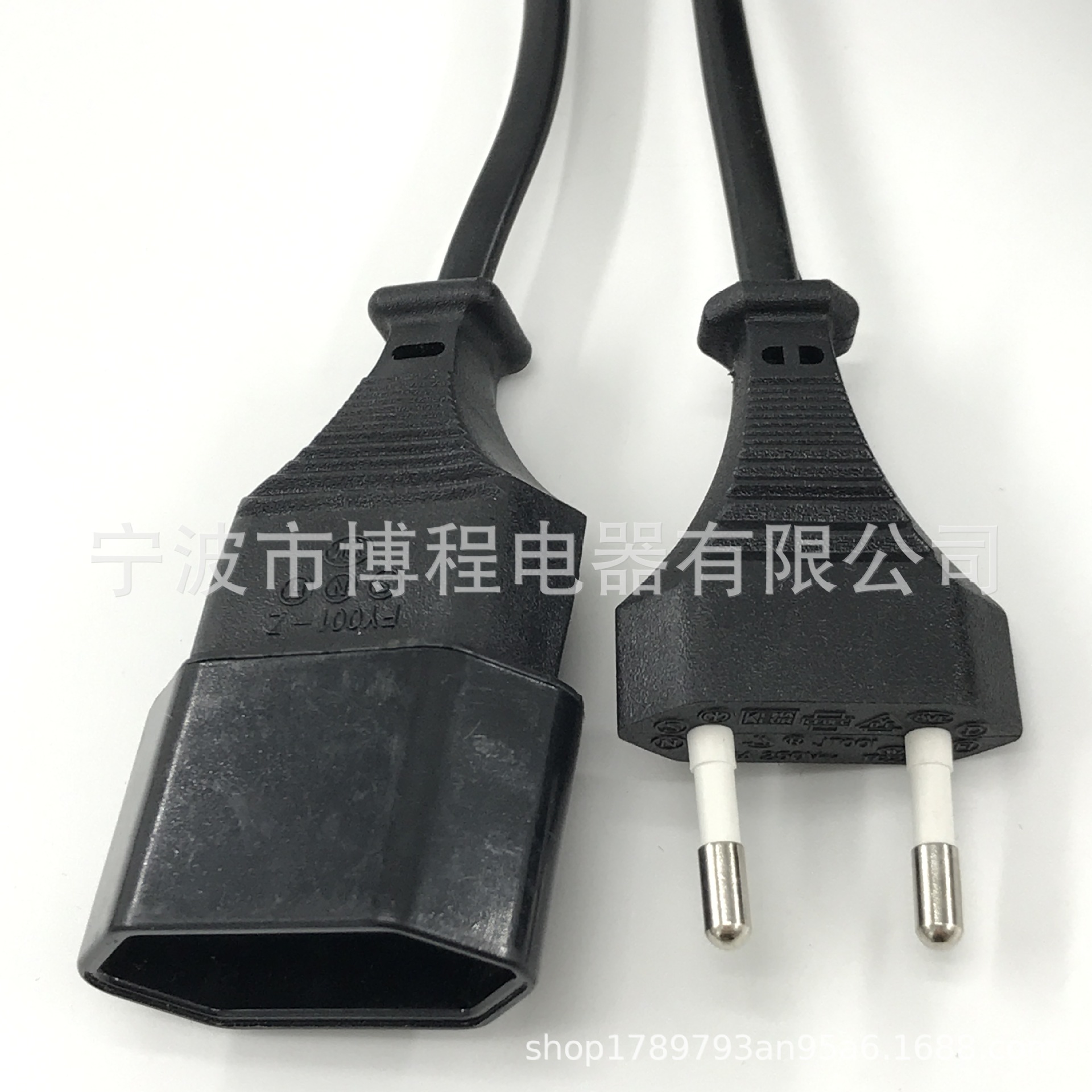 欧标插头D01VDE电源线插头欧式电源线韩国插头两芯欧规公母插头