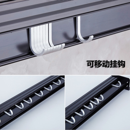Space aluminum kitchen rack without punching wall-mounted black knife rack simple kitchen utensils seasoning storage rack